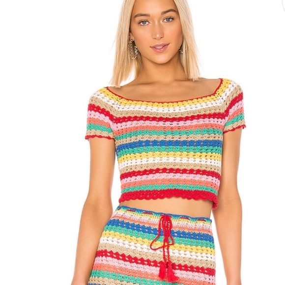 Wildfox Tops - WILDFOX Vibrant Glow Stassi  crochet Top size Large NWT